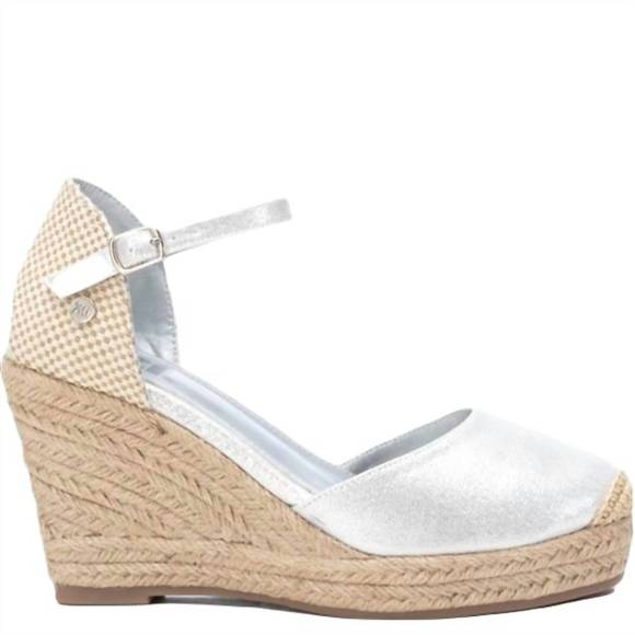 NEW XTI women's wedge espadrilles in silver - Picture 1 of 4